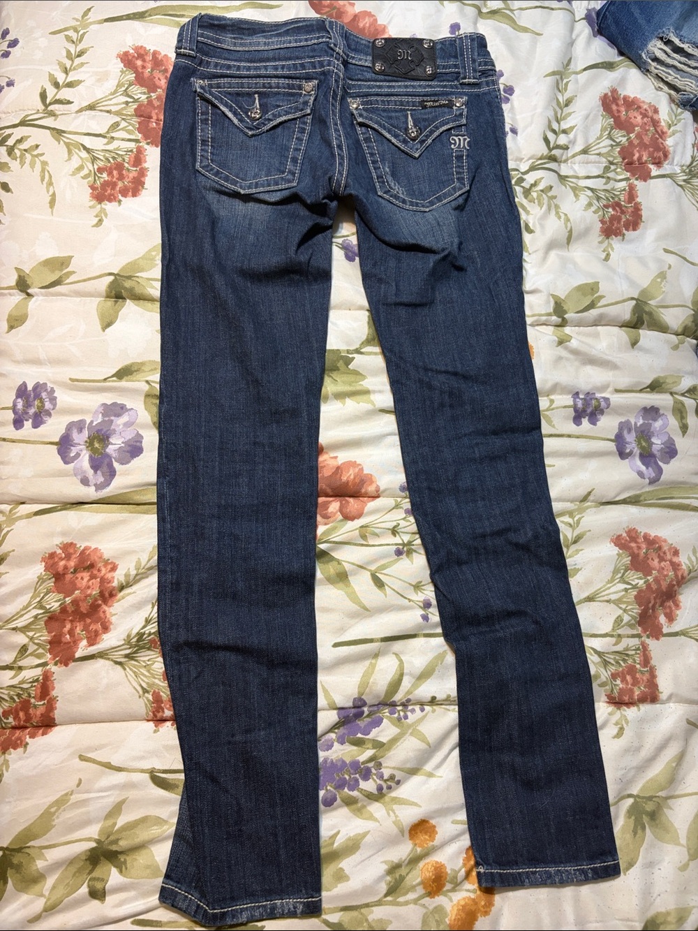 Miss Me Indigo Skinny Jeans with Embroidered Back Pockets